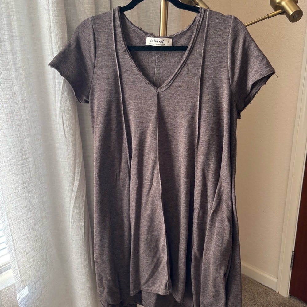 Three Bird Nest Brown V-Neck Swing dress